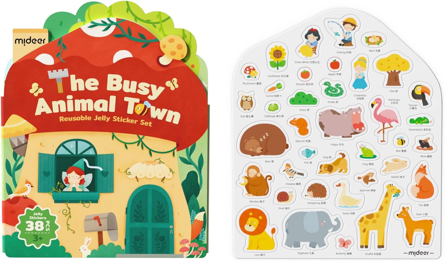 Set de pegatinas de gel reutilizables Ciudad Animal Atareada Mideer