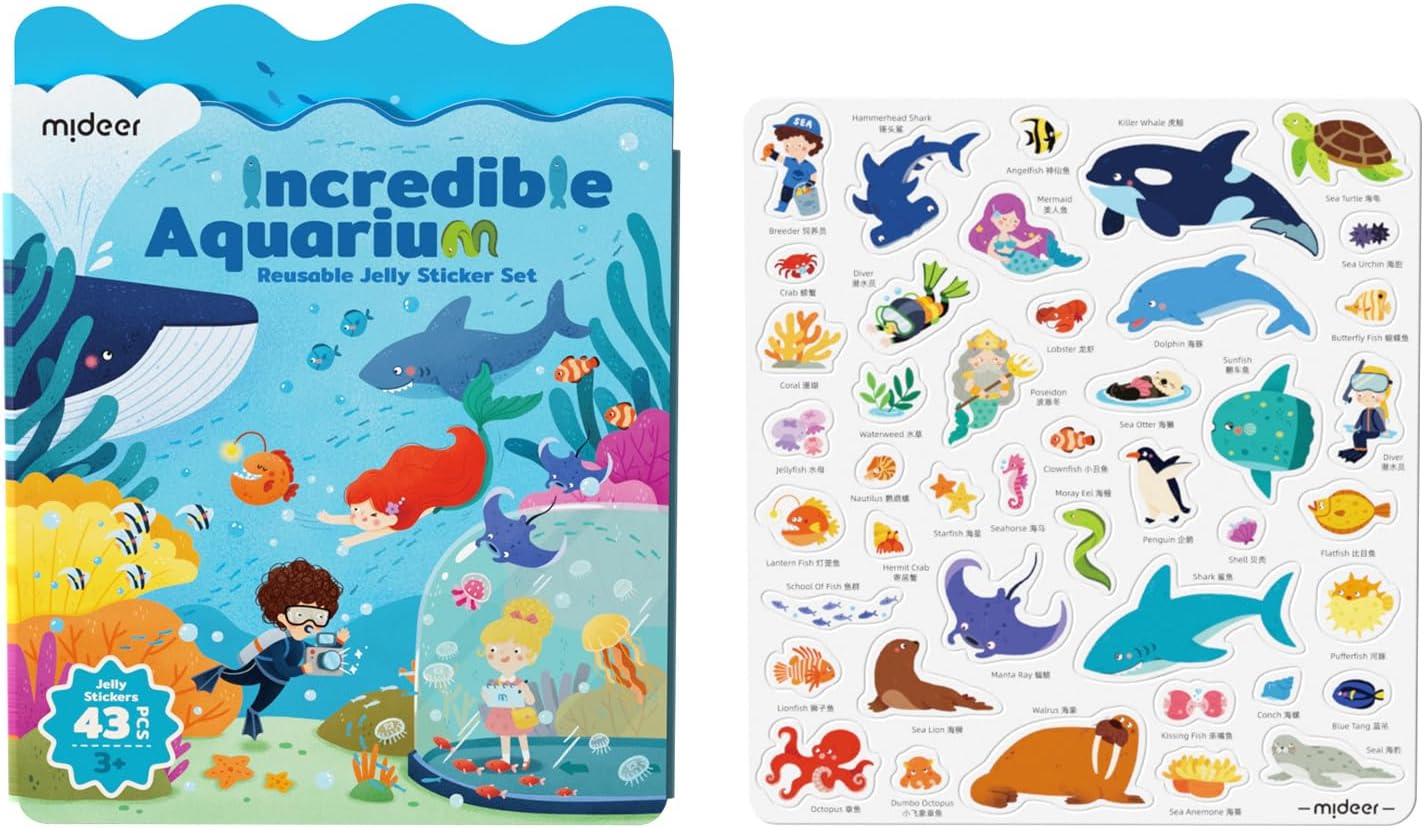 Set de pegatinas de gel reutilizables Acuario Mideer