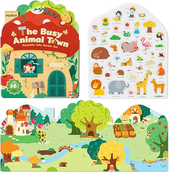 Set de pegatinas de gel reutilizables Ciudad Animal Atareada Mideer - Imagen 2